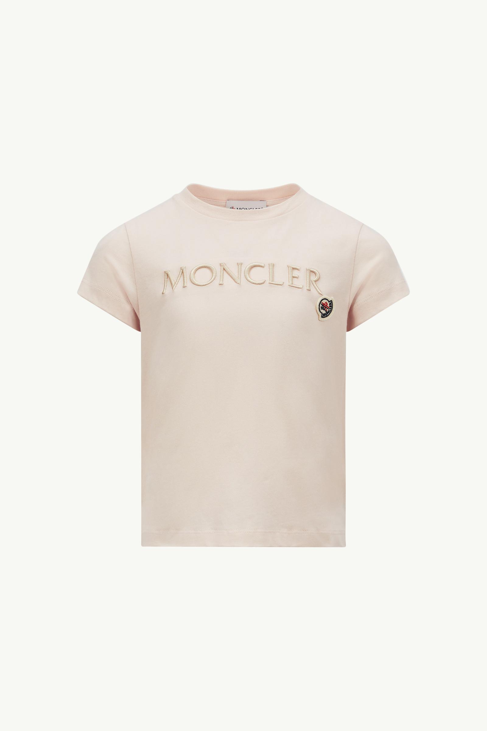 MONCLER ピンク Tシャツ　8A moncler-ladies-pink-logo-patch
